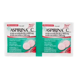 Aspirina C 400Mg + 240Mg, Envelope Com 2 Comprimidos Efervescentes Sabor Morango