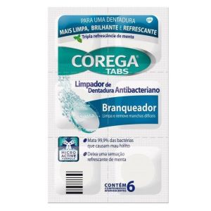 Limpador De Dentadura Corega Tabs Antibacteriano Branqueador 6 Comprimidos Efervescentes