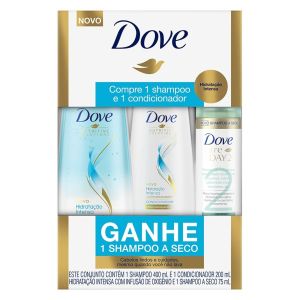 Kit Dove Hidratação Intensa Infusão De Oxigêneo Shampoo 400mL + Condicionador 200mL + Shampoo Seco 75mL