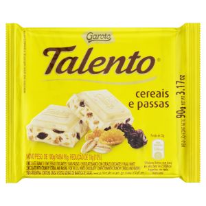 Chocolate Branco Garoto Talento Cereais E Passas 90G