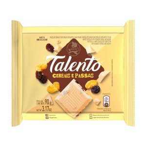 Chocolate Branco Garoto Talento Cereais E Passas 90G