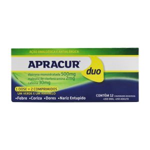 Apracur Duo 500Mg+2Mg+30Mg Com 12 Comprimidos