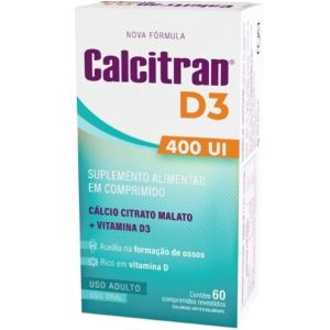 Suplemento Vitamínico de Cálcio 600mg e Vitamina D Calcitran D3 com 60 Comprimidos