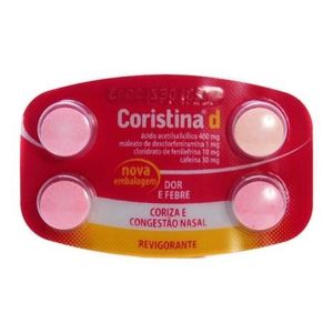 Coristina D 1Mg + 10Mg + 400Mg + 30Mg Blíster Com 4 Comprimidos