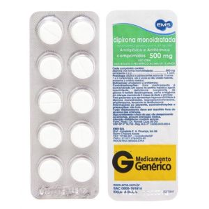 Dipirona Monoidratada Comprimido 500Mg Blister Com 10 Comprimidos - Ems (Genérico)