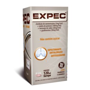 Expec 0,4mg/mL + 20mg/mL + 4mg/mL + 6mg/mL Caixa com 1 Frasco com 120mL de Xarope