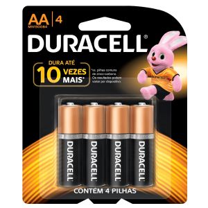 Pilha Alcalina Pequena Aa Duracell, Duracell, Aa C/4, Copper And Black