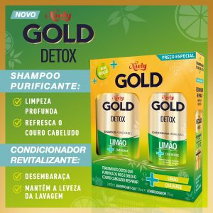 Kit Niely Gold Shampoo+Condicionador 275ml+175ml Detox Limão+Chá Verde