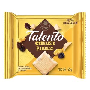 Chocolate Branco Garoto Talento Cereais E Passas 25G