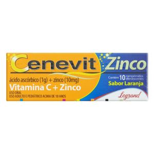 Cenevit Zinco 1G + 10Mg Caixa Com 10 Comprimidos Efervescentes