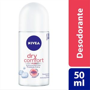 Desodorante Feminino Nivea Dry Comfort Roll-On 50mL + 50% de Desconto Na 2ª Unidade