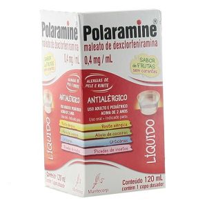 Polaramine Solução Oral 0,4mg/mL Caixa com 1 Frasco com 120mL de Solução de Uso Oral + Copo Medidor