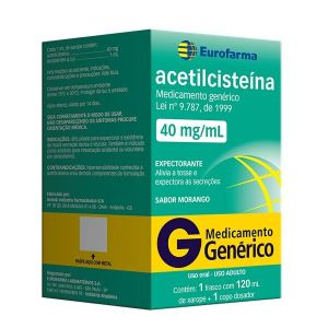 Acetilcisteína Xarope 40mg/mL Caixa com 1 Frasco com 120mL de Xarope + Copo Medidor - Eurofarma (GENÉRICO) 
