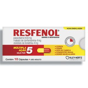 Resfenol 400Mg + 4Mg + 4Mg, Blíster Com 10 Cápsulas Gelatinosas Duras
