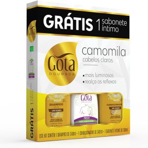 Kit Gota Dourada Shampoo e Condicionador Grátis Sabonete Intimo Camomil