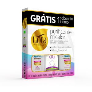 Kit Shampoo Condicionar Gota Dourada Gratis Sabonete Intimo Purificador Miicelar
