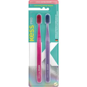 Escova Dental Kess Pro Extra Macia, Sortido, 2 Unidades