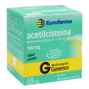 Acetilcisteína Granulado 100mg Caixa com 16 Envelopes com 5G de Granulado de Uso Oral - Eurofarma (GENÉRICO)