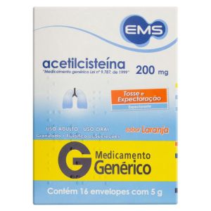 Acetilcisteína Granulado 200mg Caixa com 16 Envelopes com 5G de Granulado de Uso Oral - Ems (GENÉRICO)