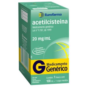 Acetilcisteína Xarope 20mg/mL Caixa com 1 Frasco com 100mL de Xarope + 1 Copo Medidor - Eurofarma (GENÉRICO)