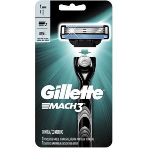 Aparelho de Barbear Gillette Mach3 1 Unidade + Carga 2 Unidades + Camiseta Exclusiva Cbf