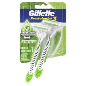 Aparelho de Barbear Descartável Gillette Prestobarba3 Sensitive com 2 Unidades Gillette