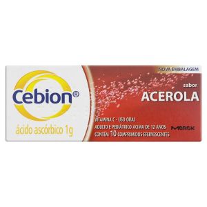 Cebion Comprimido 1G Caixa com 10 Comprimidos Efervescentes Sabor Acerola