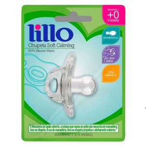 Lillo Chupeta Soft Calming 100% Silicone Simetrico Transparente Tamanho 1
