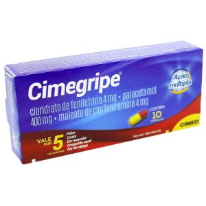 Cimegripe 400Mg + 4Mg + 4Mg Blíster Com 10 Cápsulas Gelatinosas Duras