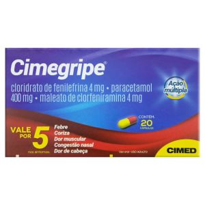 Cimegripe 400mg + 4mg + 4mg Caixa com 20 Cápsulas Gelatinosas Duras