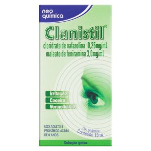 Clanistil 0,25mg/mL + 3mg/mL Caixa com 1 Frasco Gotejador com 15mL de Solução de Uso Oftálmico