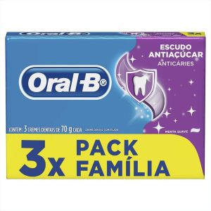 Creme Dental Oral-B Escudo Anti-Açúcar 70G 3 Unidades