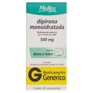 Dipirona Monoidratada 500mg Caixa com 30 Comprimidos - Sanofi Medley (GENÉRICO)
