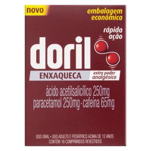 Doril Enxaqueca 250mg + 250mg + 65mg Caixa com 18 Comprimidos Revestidos