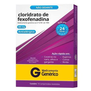 Cloridrato de Fexofenadina 180mg Caixa com 10 Comprimidos Revestidos - Cimed (GENÉRICO)