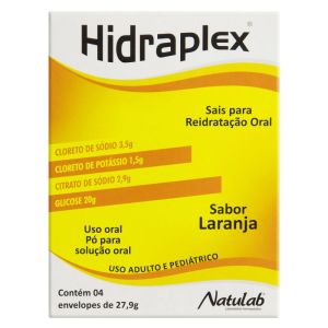 Hidraplex 4 Envelopes com 27,9G de Pó para Solução de Uso Oral Sabor Laranja