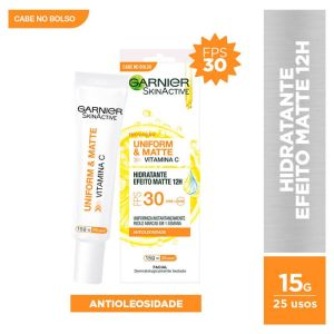 Garnier Skinactive Uniform & Matte Vitamina C Hidratante Facial Efeito Matte 12H Fps 30 15G