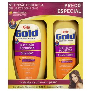 Kit Shampoo e Condicionador Niely Gold Nutrição Poderosa Shampoo 300mL + Condicionador 200mL