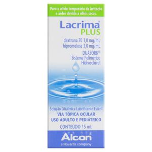 Lacrima Plus 1mg/mL + 3mg/mL Caixa com 1 Frasco Gotejador com 15mL de Solução de Uso Oftálmico