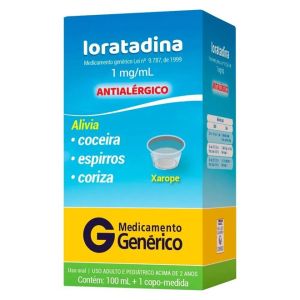 Loratadina 1mg/mL Caixa com 1 Frasco com 100mL de Xarope - Cimed (GENÉRICO)