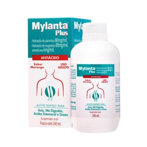 Mylanta Plus Antiácido Frasco com 240mL de Suspensão de Uso Oral Sabor Morango