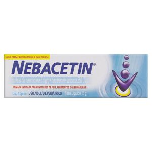 Nebacetin 5mg + 250Ui/G Caixa com 1 Bisnaga com 15G de Pomada de Uso Dermatológico