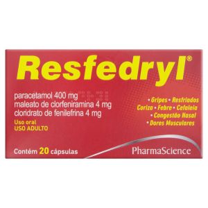 Resfedryl 400mg + 4mg + 4mg Caixa com 20 Cápsulas Gelatinosas Duras