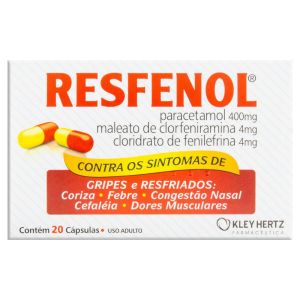 Resfenol 400mg + 4mg + 4mg Caixa com 20 Cápsulas Gelatinosas Duras