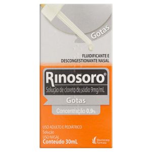 Rinosoro 9,0mg/mL Frasco com 30mL de Solução de Uso Nasal + Conta Gotas