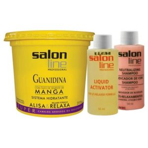 Kit de Relaxamento Guanidina Manga Salon Line Creme 215G + Ativador 54mL + Shampoo 54mL