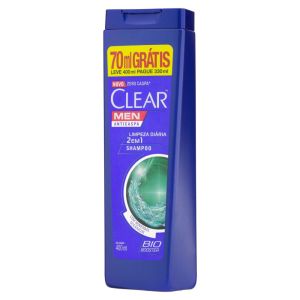 Shampoo Anticaspa Clear Men Limpeza Diária 2 em 1 Leve 400mL Pague 300mL