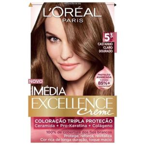 Tintura L'Oréal Imédia Excellence Creme Nº 5.3 Castanho Claro Dourado