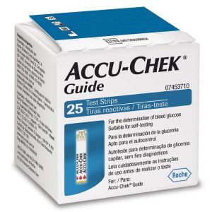 Tiras Accu Chek Guide para Controle de Glicemia com 25 Tiras