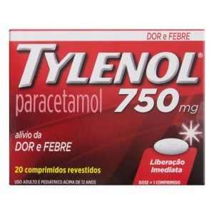 Tylenol Comprimido 750mg Caixa com 20 Comprimidos Revestidos